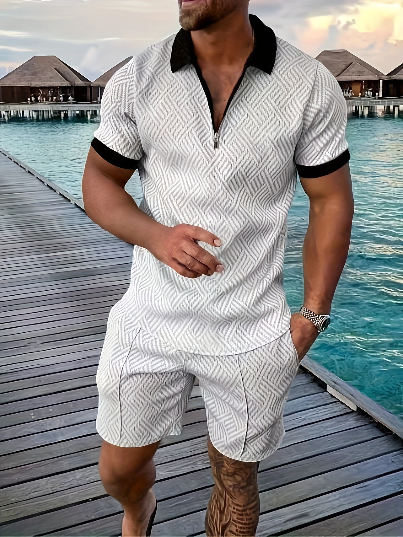 Men's T-shirt short sleeve + shorts casual sports suit blue