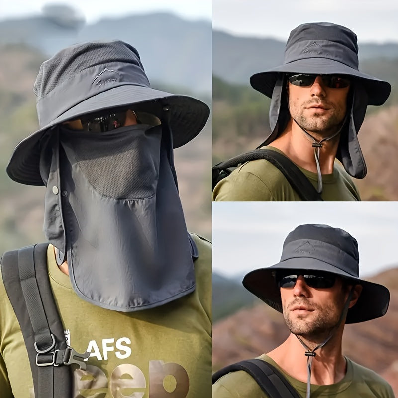 Sun Protection Bucket Hat With Removable Face Mask - Perfect For Summer Outdoor Activities