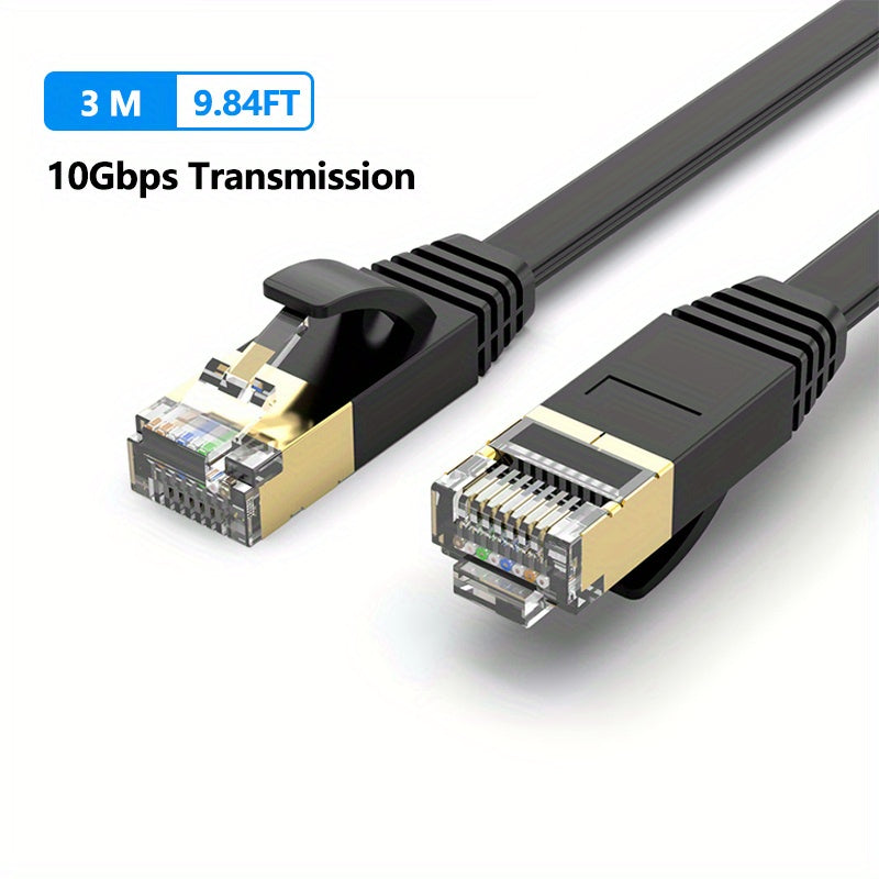 Cat 7 Ethernet Cable High Speed, Shielded Flat Internet Cable With Clips.