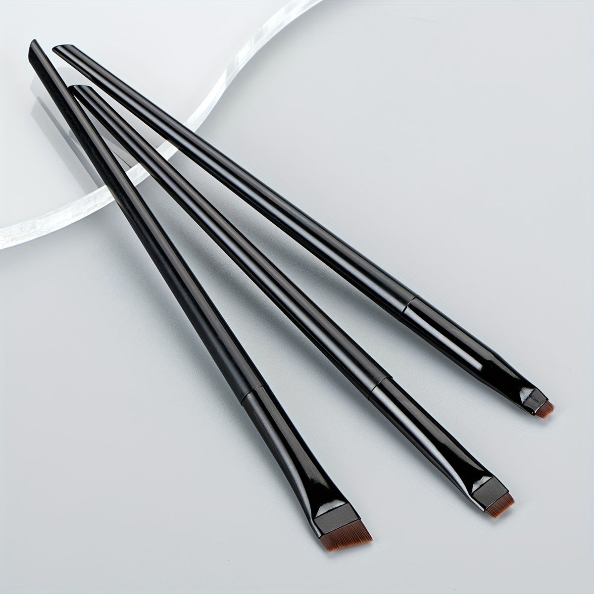 3Pcs Ultra-Thin Eyebrow Brush Set - Angled Precision Eyeliner Makeup Brushes, Synthetic Bristles Slanted Eye Brow Tinting Kit