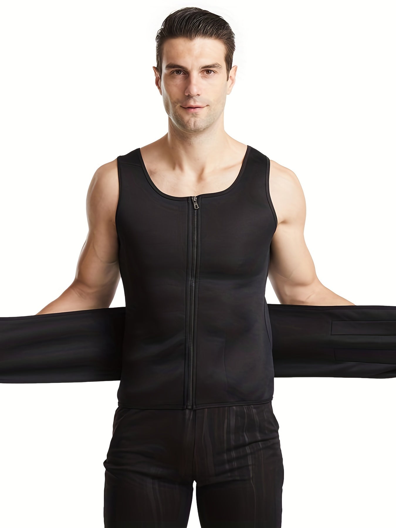 Men's Compression Sweat Sauna Vest, New Slimming Suit For Students, Waist Belts Body Shaper Back Support Tank Top For Workout Fitness Gym