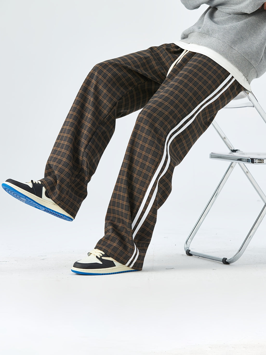 Men's Trendy Plaid Loose Pants For Spring/Fall