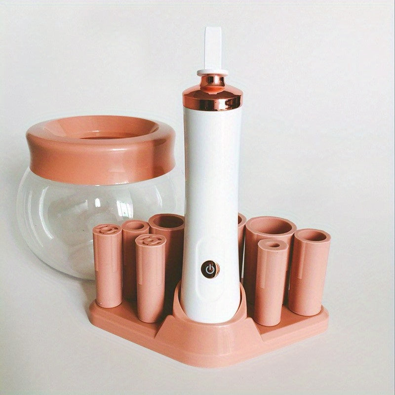 QuickClean Battery-Operated Makeup Brush Cleaner - Efficient Residue Removal, Adjustable Speeds, With Drying Function, Perfect for Home and Travel Use