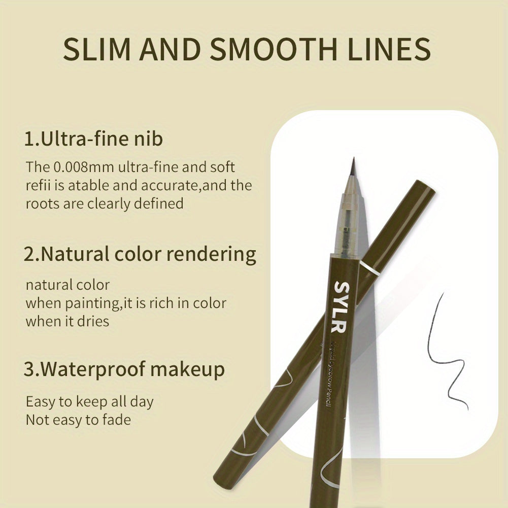 Ultra-Fine 0.008mm Waterproof Eyebrow Pen - Long-Lasting, Sweatproof, Smudge-Free Microblading Liquid Eyeliner with 2-in-1 Design for Precise, Natural-Looking Brows and Lashes - Professional, Easy-to-Use Makeup Essential