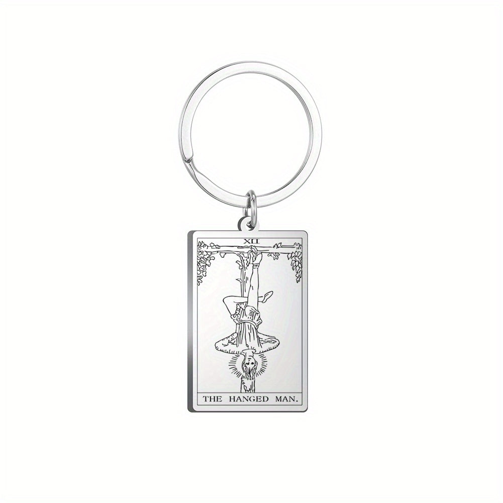 Vintage Stainless Steel Major Arcana Tarot Pendant Keychain - Powerful Divination Tool and Fashion Accessory