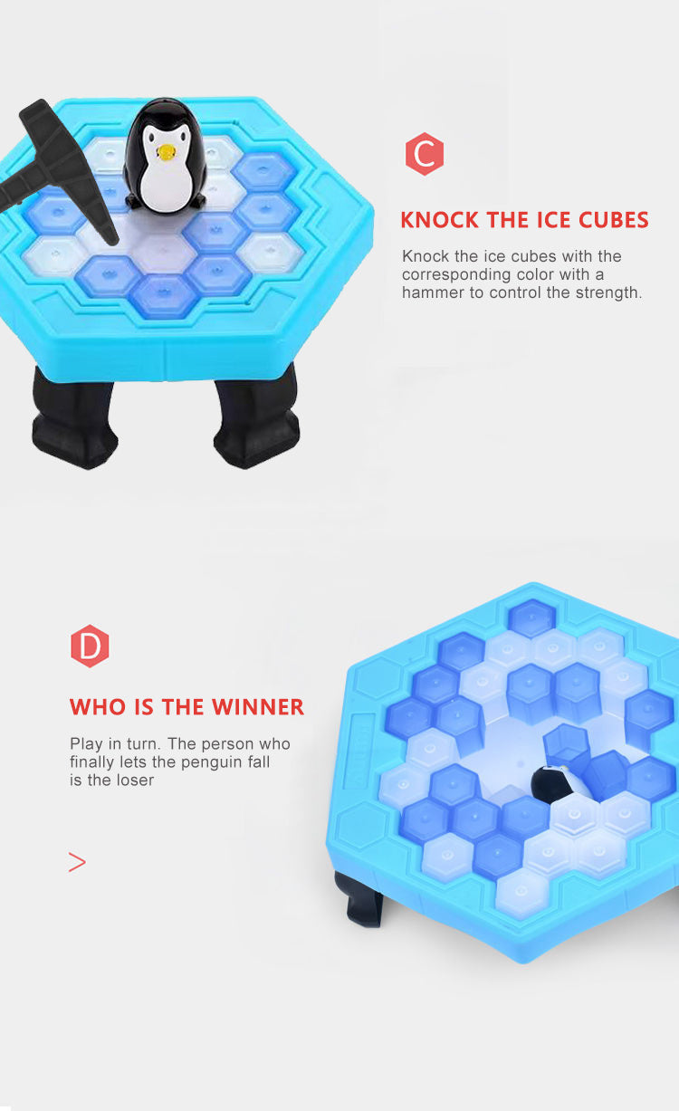 Save the Penguins Family Game - Interactive Ice Knocking Board Toy with Colorful & White Plastic Pieces, Educational STEM Fun for Youngsters