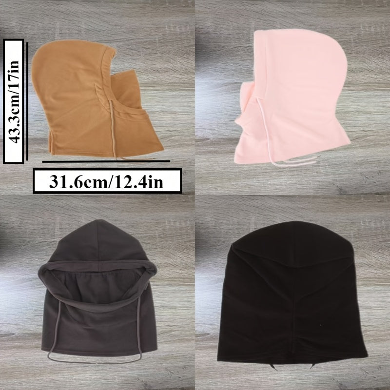 [Warm Balaclava] Warm & Comfortable Balaclava | Soft Solid Color Winter Outdoor Face Mask Neck Cover - Windproof for Motorcycle Cycling, Skiing, Cold-Proof Thick Polyester (Black, Pink, Khaki)