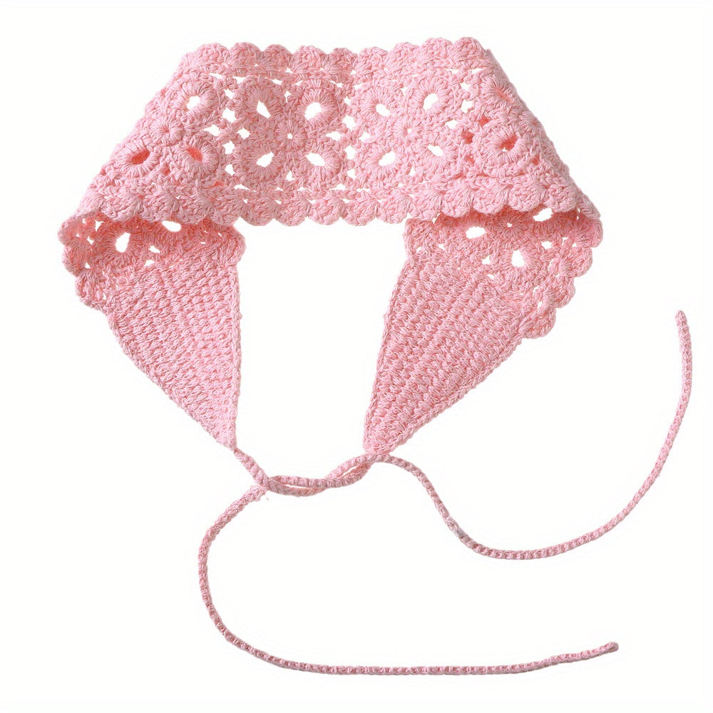 Women Crochet Headbands Boho Knitted Floral Elastic Hairband Vintage Head Wrap Hair Accessories