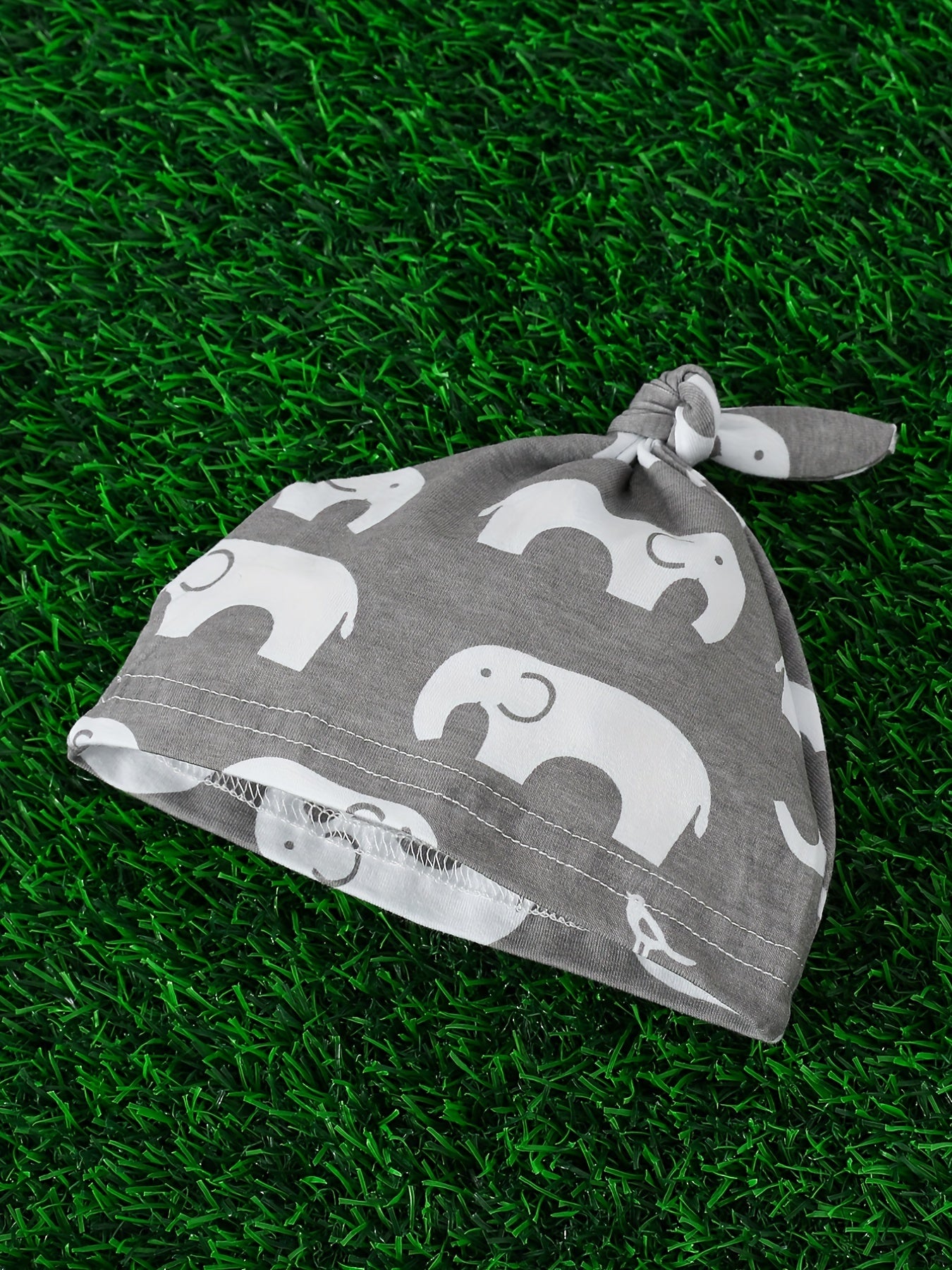 Baby Boys Cotton Bodysuit + Matching Pants + Hat With Elephant Print, Long Sleeve Romper Onesie Set Baby Clothes