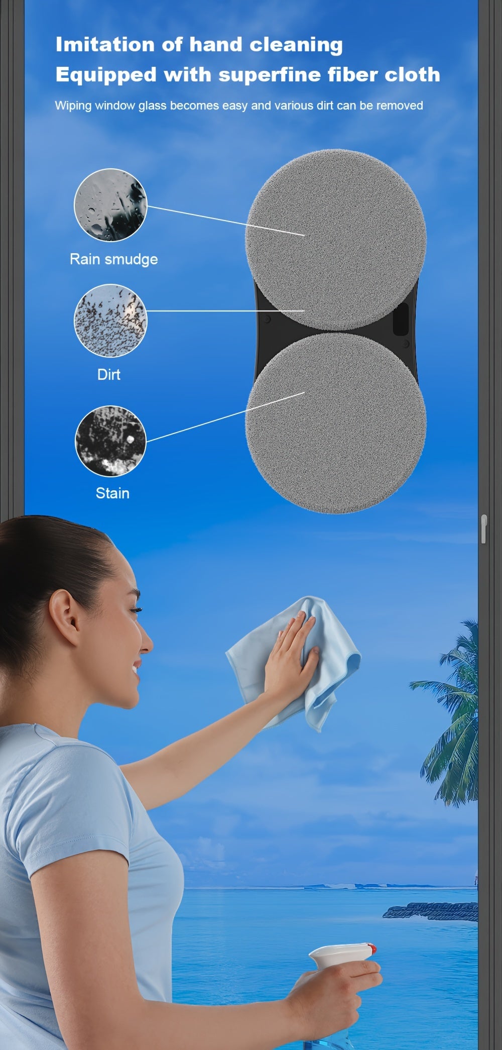 Robot Window Cleaner Liectroux YW810, 2-Way Water Spray, Ultra-thin, Robot Vacuum Cleaner For Windows, Home Electric Glass Washer & Wiper, Dry & Wet Mopping, AI Route, Brushless Motor, APP & Remote Control, Quadruple Security