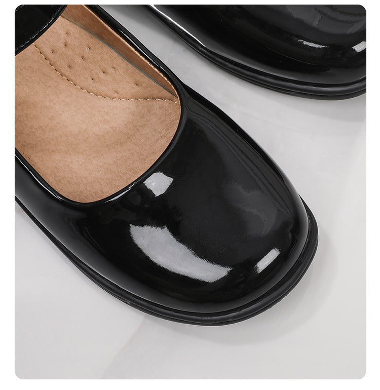 Girls' Black Mary Jane Shoes with Bow Detail - Non-Slip Synthetic Faux, Ideal for Performances & School Uniforms
