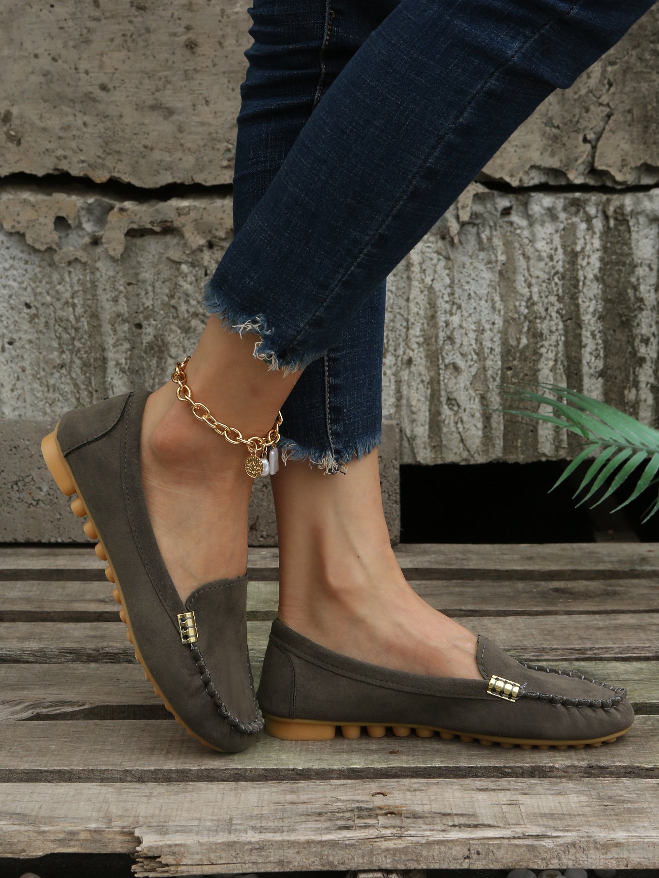 Women's Round Toe Loafers, Solid Comfortable Slip On Shoes, Women's Footwear