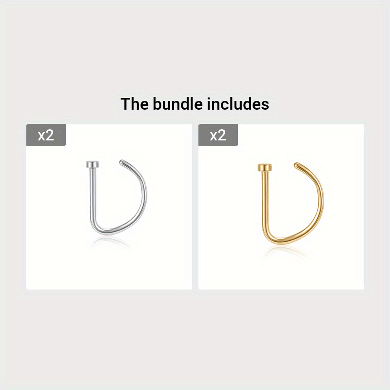 Trendy D-Shape Nose Clip - Fake Piercing Nose Ring for Women - Punk Style Body Jewelry with Comfortable Wear and Adjustable Design