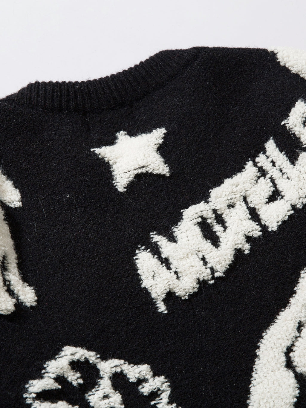 YWFG Cute Knitted Cute Rabbit & Wealth Chenille Embroidery Sweater, Men's Casual Warm Crew Neck Pullover Sweater For Men Fall Winter