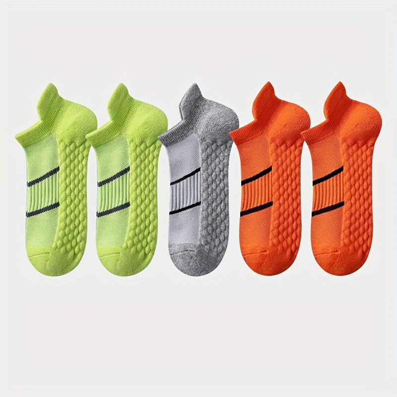 5 Pairs of Thin Mesh Men's Professional Sports Socks, Breathable Sweat-absorbing Anti-odor with Ear Lifting Heel Guard