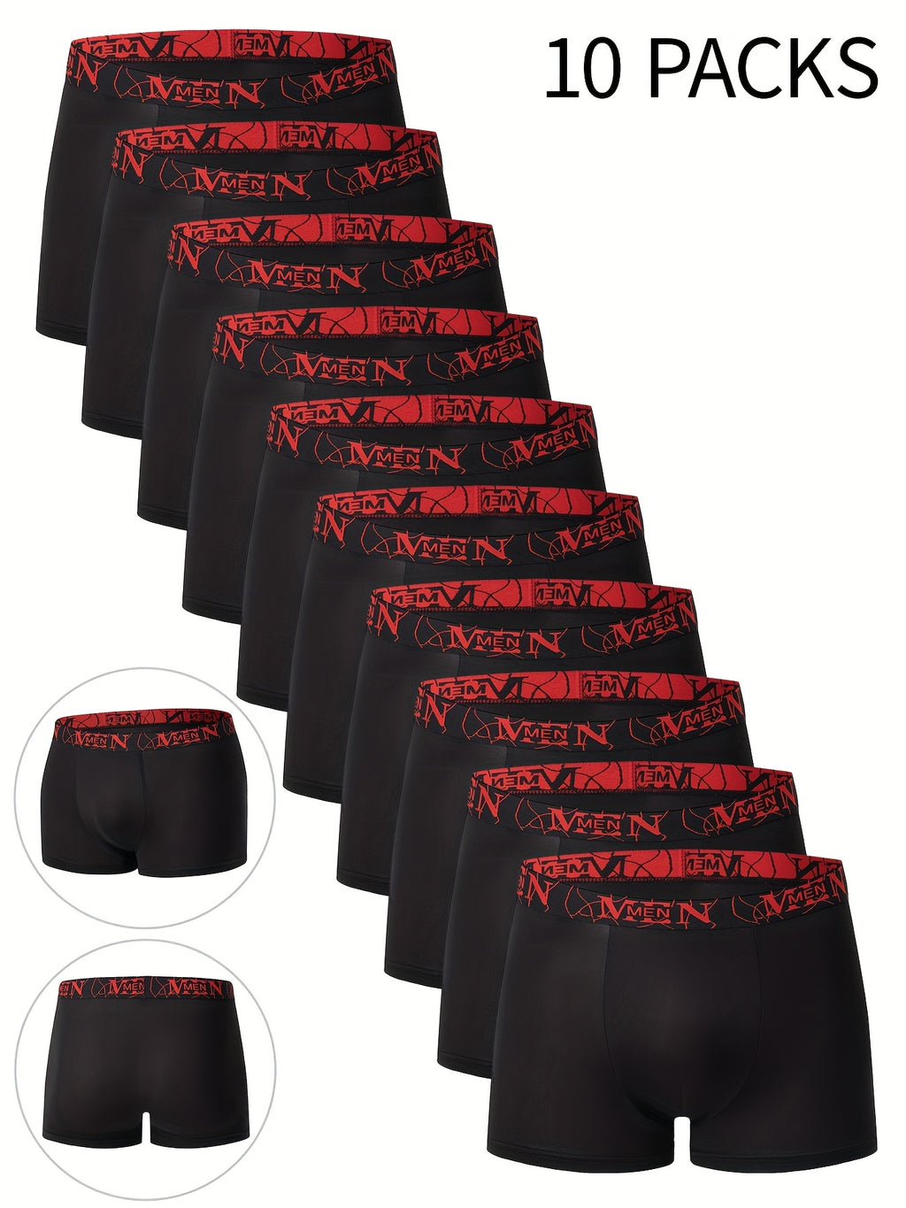 10-Pack Men'S Boxer Briefs - Breathable, Comfortable, Stretchy Underwear with "NINJA" Graphic, Solid, Perfect for Casual Attire, Gym, or Everyday Wear