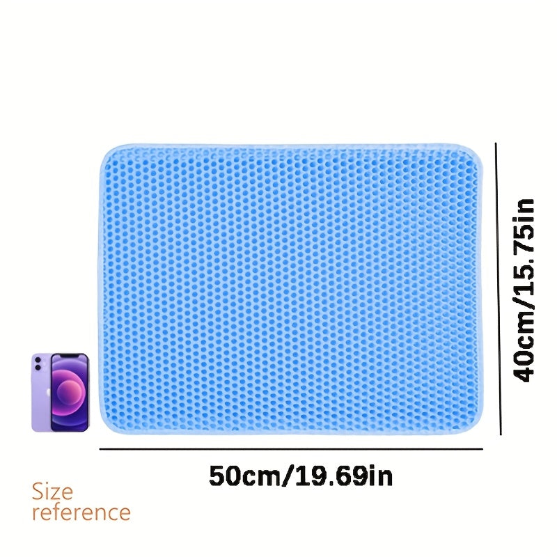 Cat Litter Mat, Beautiful Honeycomb Cat Litter Box Catcher Pad, Suitable for Cats, Odor Control Double Layer, Urine Waterproof, Washable, Phthalate-Free