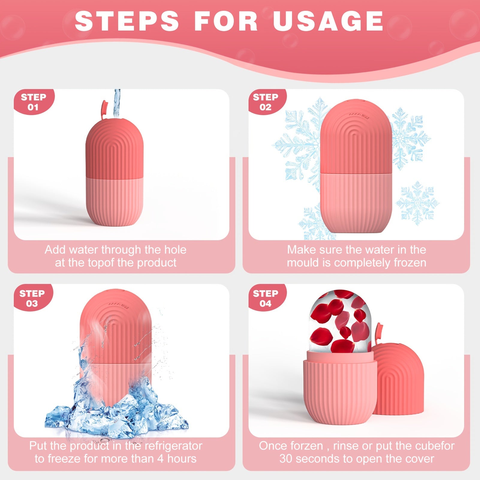 1pc Ice Roller for Face - Fragrance-Free, Battery-Free Skincare Tool for Glowing Light Beige- Ideal for Daily Facial Care & Massage