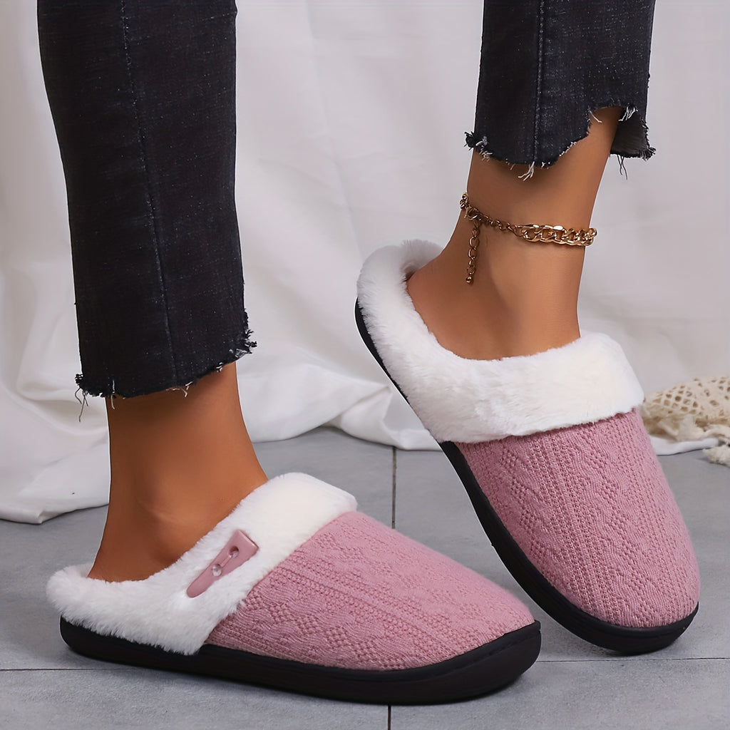Women'S Plush Slippers - Winter Warm Soft Indoor/Outdoor House Shoes with Plush & TPR Sole, Soft Fabric Upper & Cushioned Insole - All-Season Cozy Slip-Ons in, Indoor Footwear, Minimalist Design, Comfortable Footwear, Stylish