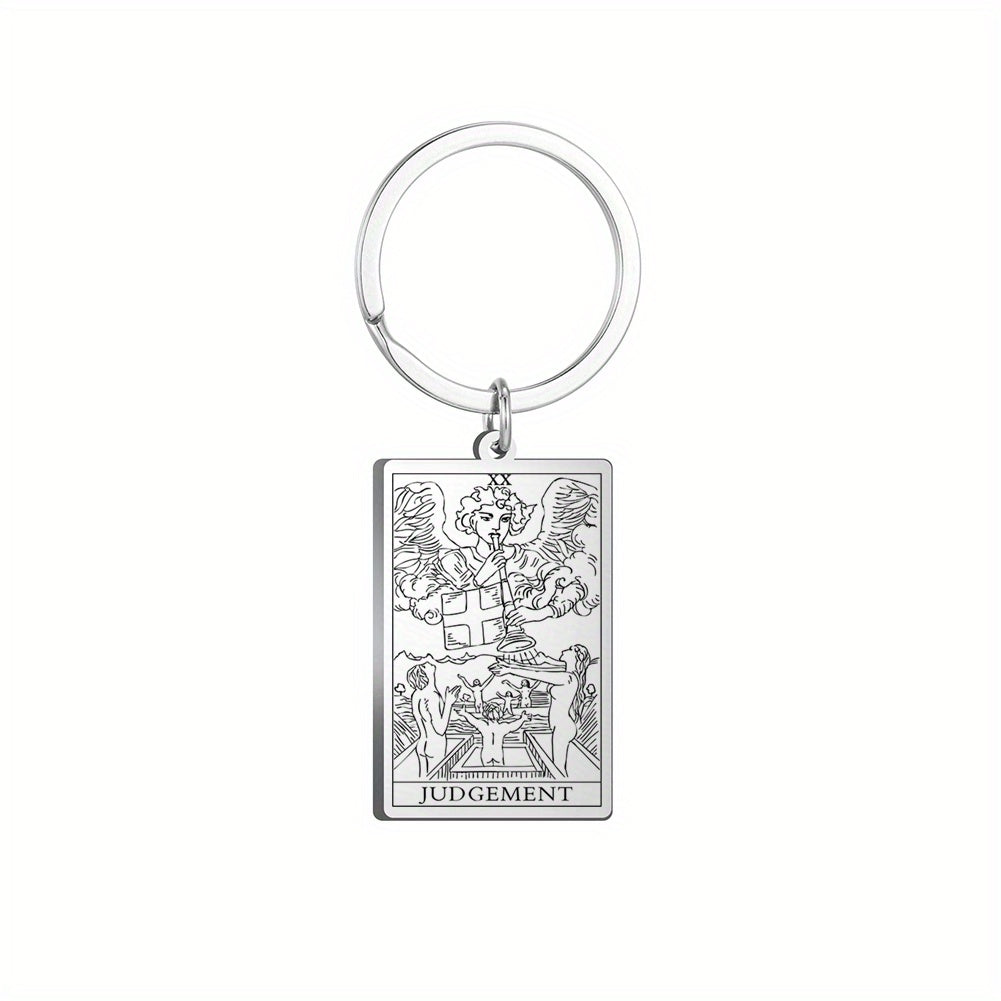Vintage Stainless Steel Major Arcana Tarot Pendant Keychain - Powerful Divination Tool and Fashion Accessory