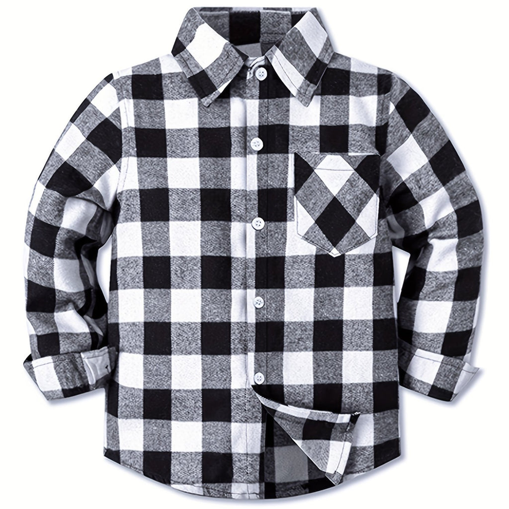 Baby Boys Plaid Shirts Button Down Long Sleeve Blouse Tops Kids Clothes