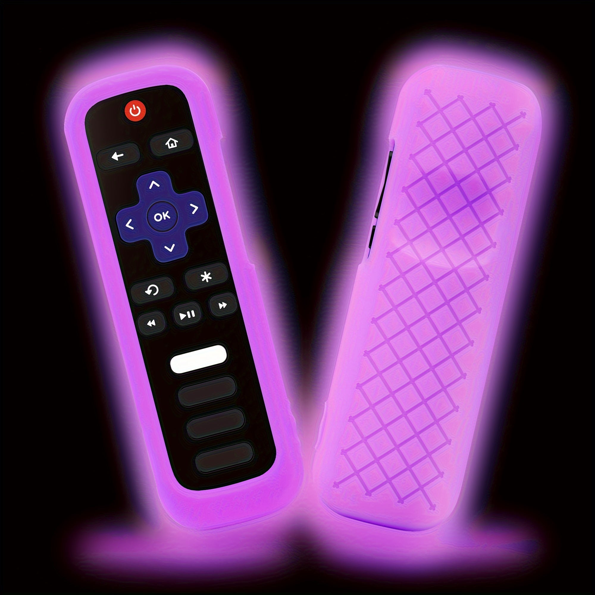 1pc Roku TV Remote Cover, Glow in the Dark Silicone Sleeve Case, Compatible with TCL Hisense Roku TV Steaming Stick 4K 4K+ Voice Remote, Universal Protective Battery Cover, 2022 Model, Uncharged, No Battery Included