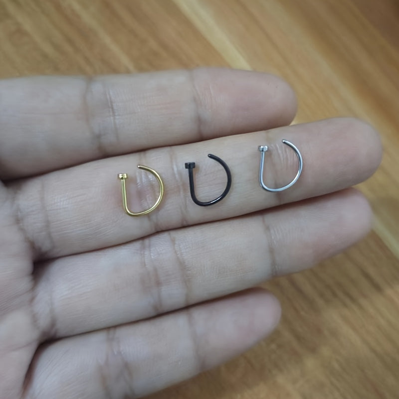 Trendy D-Shape Nose Clip - Fake Piercing Nose Ring for Women - Punk Style Body Jewelry with Comfortable Wear and Adjustable Design