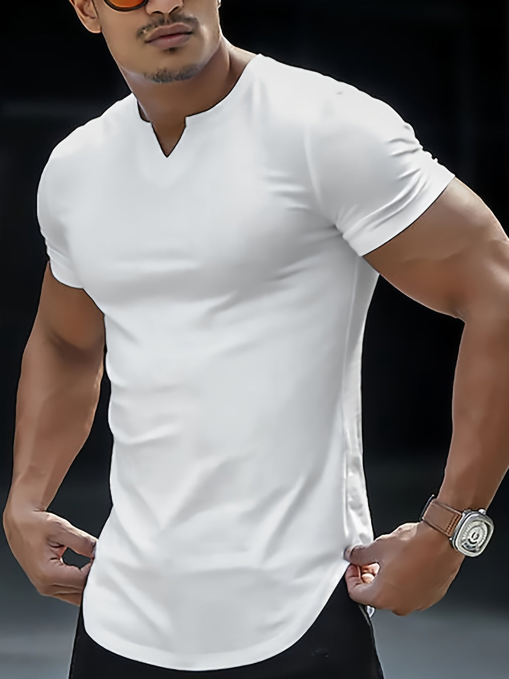 Summer-Ready Stylish Men’s V-Neck T-shirt - Comfortable, Breathable Fabric, Easy-Care & Durable
