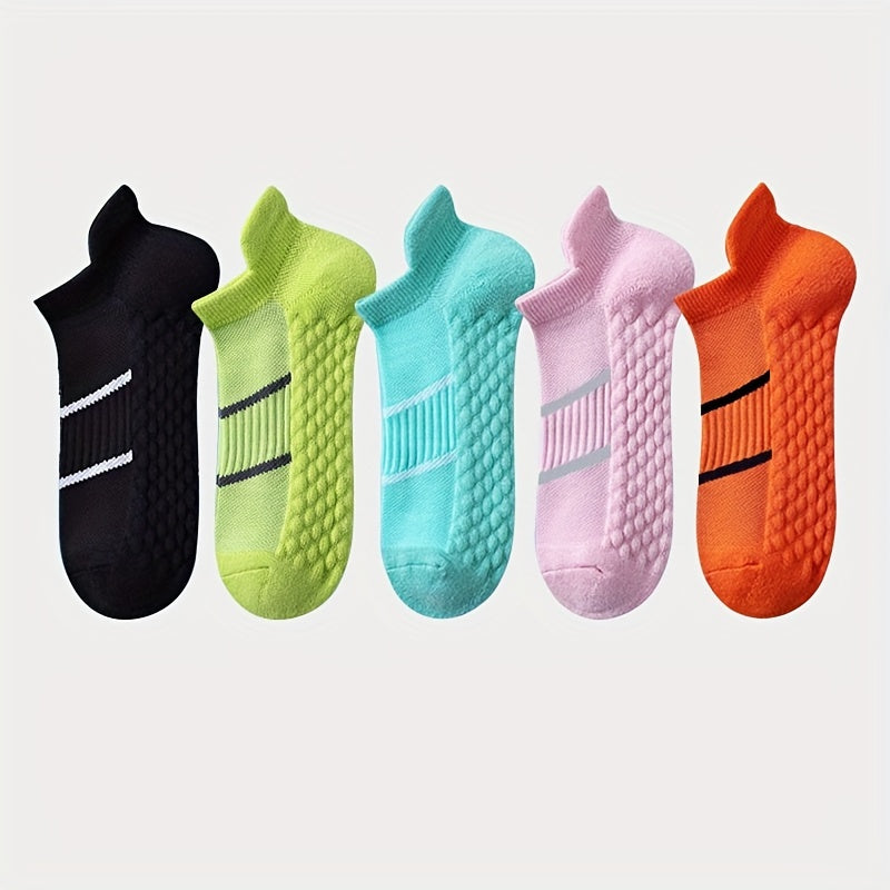 5 Pairs of Thin Mesh Men's Professional Sports Socks, Breathable Sweat-absorbing Anti-odor with Ear Lifting Heel Guard