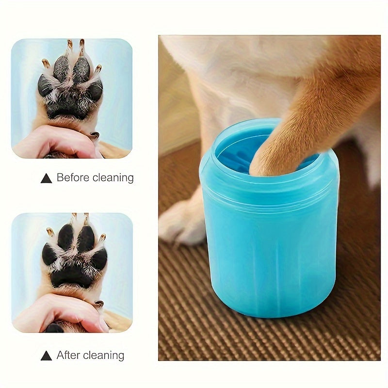 Portable Soft Silicone Pet Paw Cleaner Cup with Brush - Turquoise & Black Dog & Cat Paws Washing Cup, Non-Slip Base, Easy-Clean Durable Design for Indoor/ Use, Dirt & Debris Remover for Paws Before/After Walks, Dog Grooming,