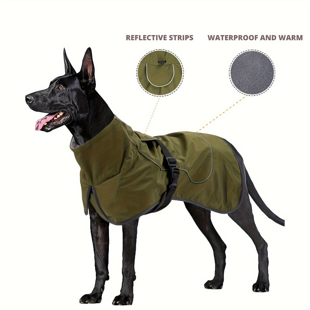 Double-Layer Winter Dog Jackets, Dog Coats For Large Dogs In Winter, Dog Raincoat - Waterproof Dog Clothes Christmas Gift