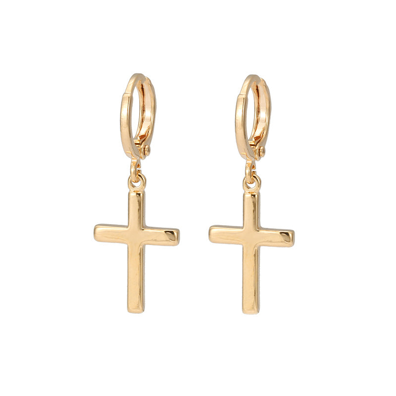 Elegant 18K Golden Plated Cross Dangle Earrings - Vintage Style, Daily Occasion, Copper Base, Perfect for Parties and Everyday Wear, Everyday Earrings|Vintageinspired Design|Goldtone Earrings