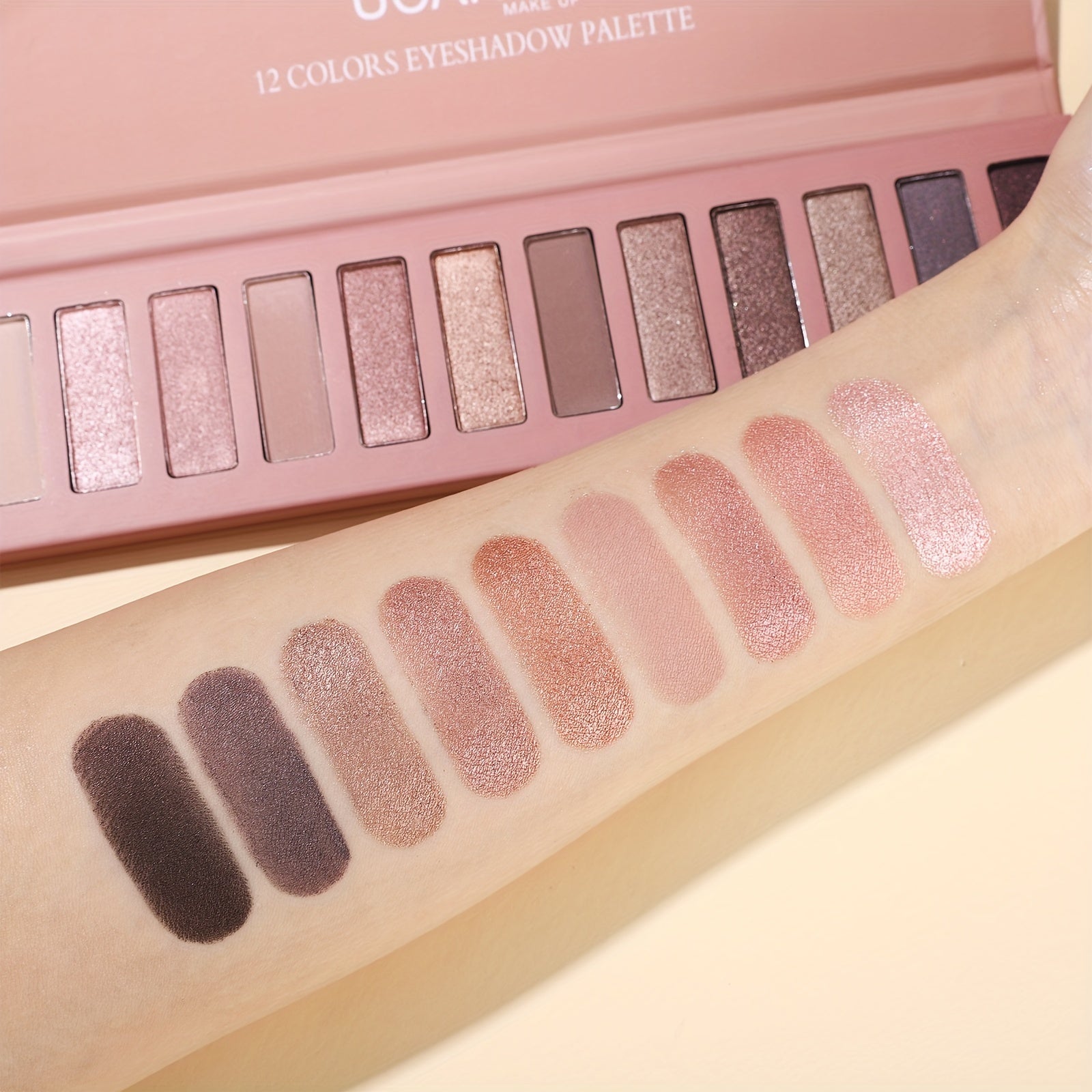 12 Colors Eyeshadow Palette, Shimmer Matte Finish, Rich Color Velvet Texture, Nude Eyeshadow Makeup Palette