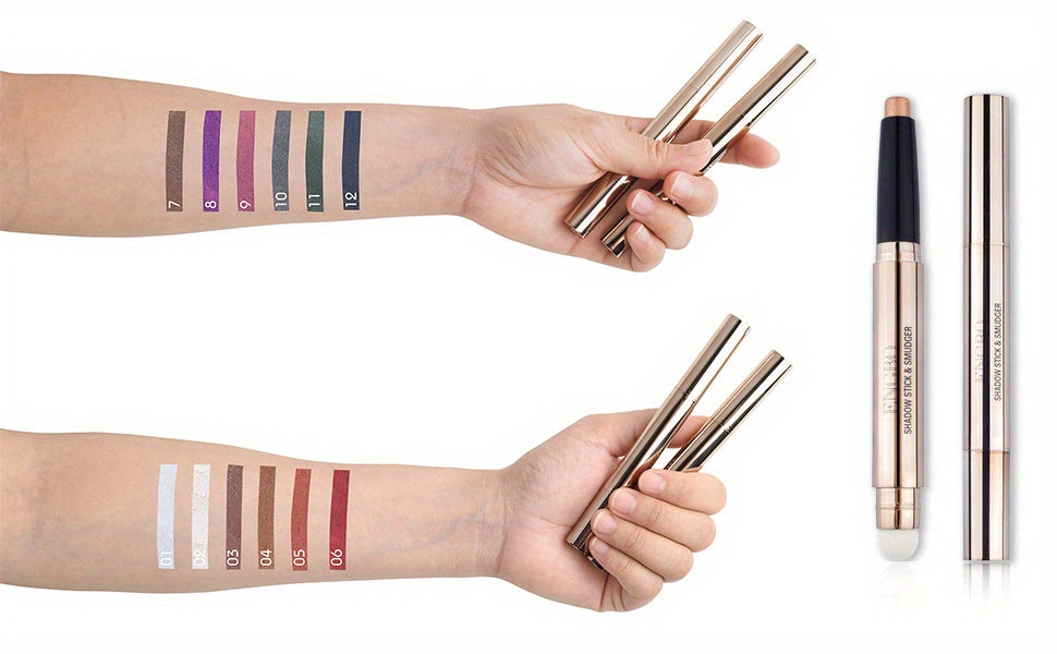 Eyeshadow Stick With Sponge Tip Glitter Creamy Eyeshadow Pencil Crayon Brightening Makeup (12 Midnight Black Matte) With Soft Waterproof Long Lasting Eyeshadow Highlighter Makeup For Music Festival