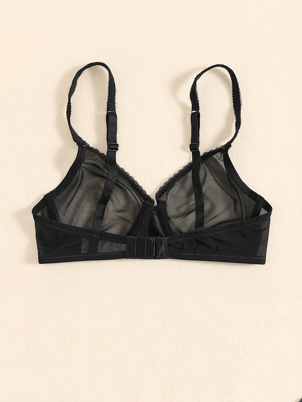 Transparent Mesh Thin Unlined Bra, Breathable Sheer No Pad Knitted Fabric Everyday Intimates Bra, Women's Lingerie & Underwear