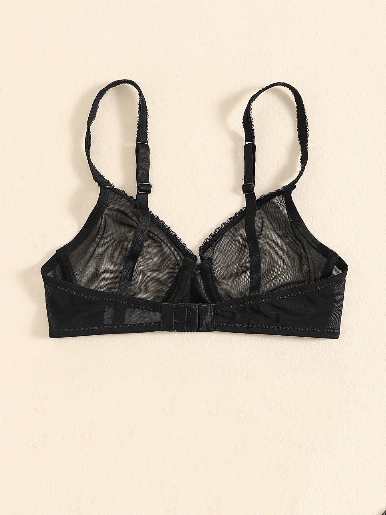 Transparent Mesh Thin Unlined Bra, Breathable Sheer No Pad Knitted Fabric Everyday Intimates Bra, Women's Lingerie & Underwear