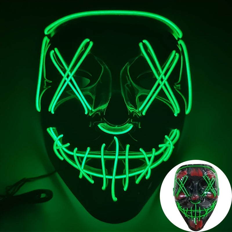 Halloween Light Mask LED Full Face Mask, Clown Glow Mask For Adult, For Christmas, Halloween, Thanksgiving