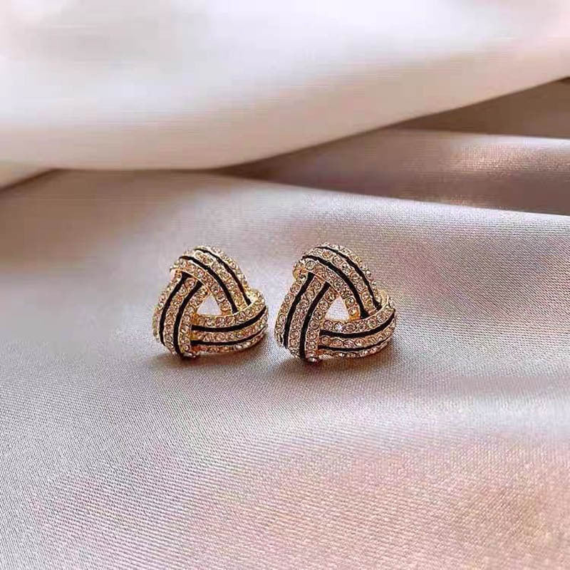 Trendy Triangle Geometric Stud Earrings Vintage Spiral Earrings Charm Jewelry