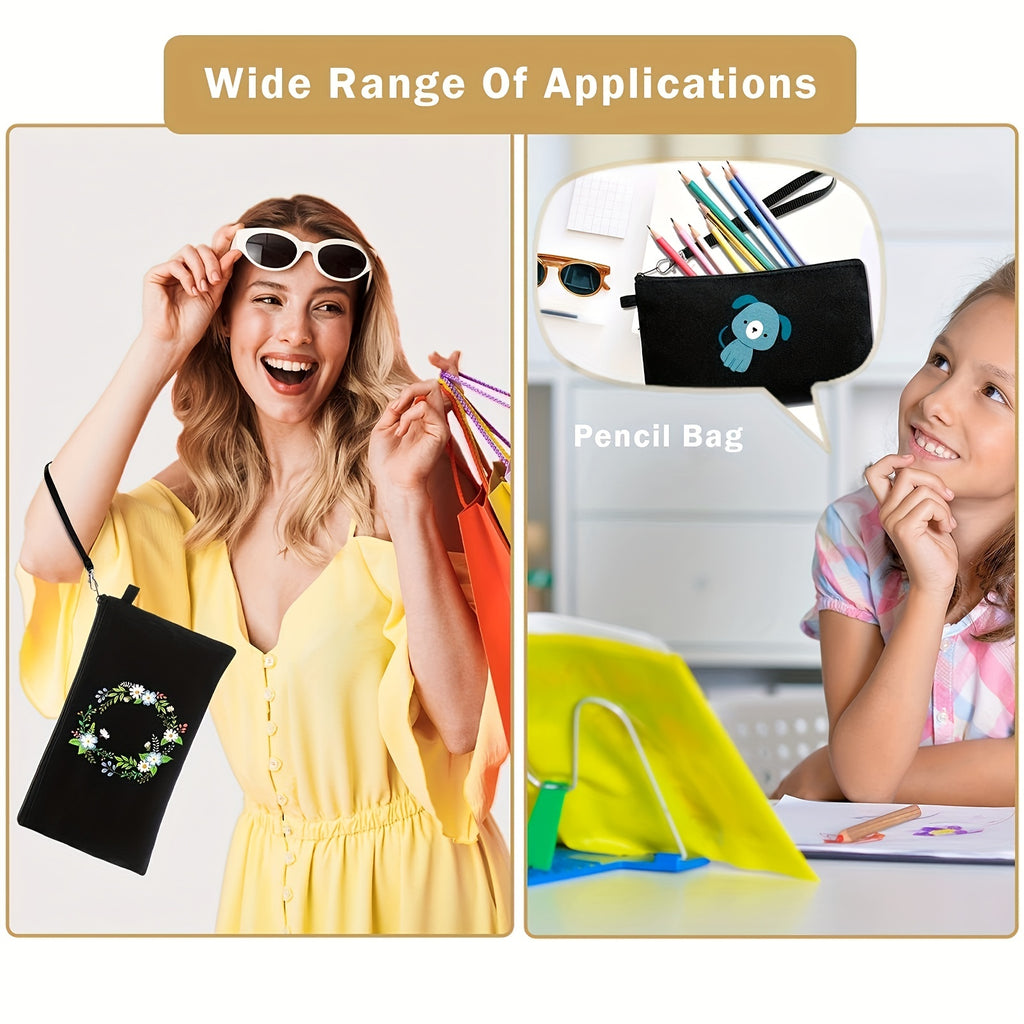 10pcs Cosmetic Bags Sublimation Blank Heat Transfer Makeup Bags With Wristband Lanyards For DIY Craft Travel Canvas Zipper Pencil Bags (8.3 X 5.1 Inch/21.08 X 12.95 Cm)