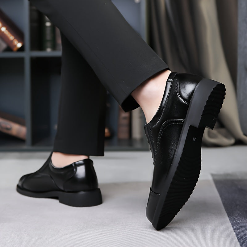 Men's Casual Work Shoes, Business Shoes, Three Joint Microfiber Leather Rubber Sole, Lace Up, Large Size