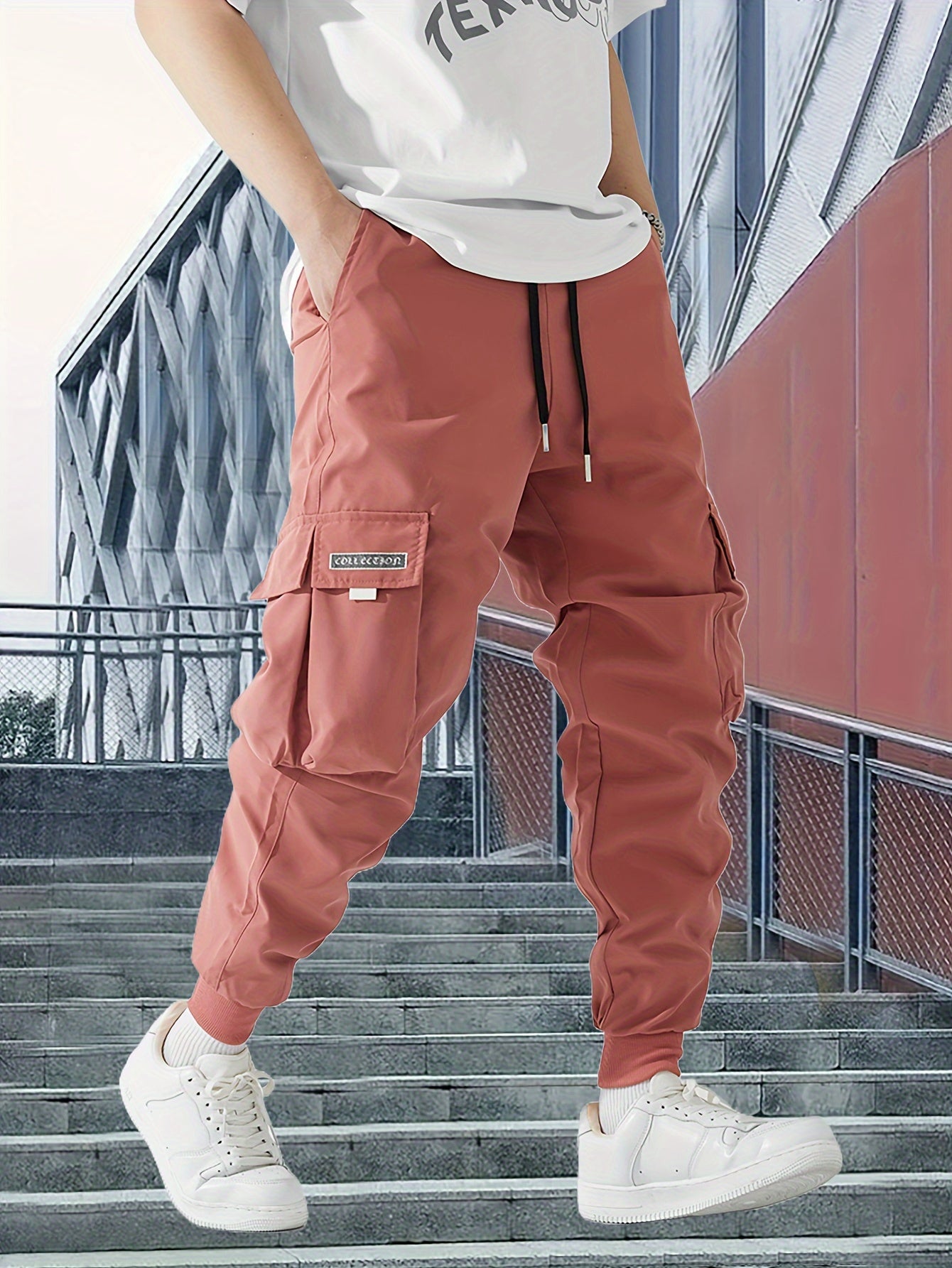 Trendy Men's Casual Cargo Pants With Pocket, Men's Outfits For Spring And Autumn