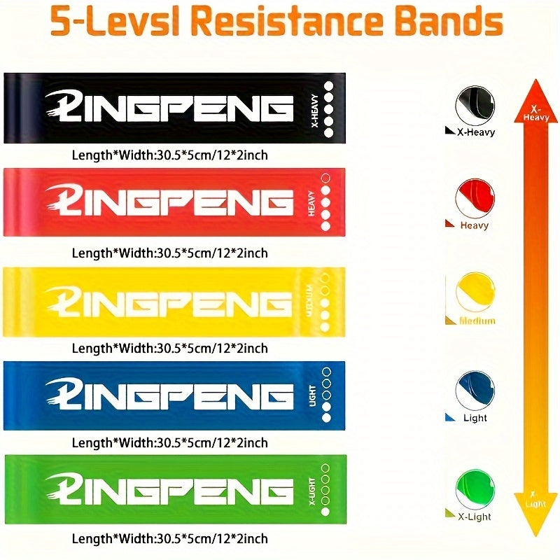 Yoga Resistance Rubber Band Fitness Level 5 Workout Elastic Band Expander Pilates Sports Training Gym Equipment