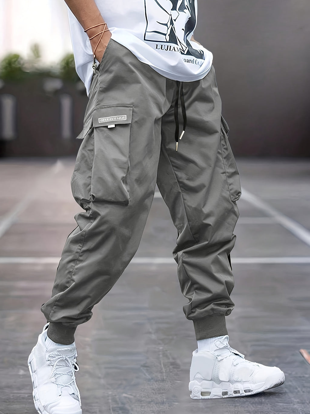 Trendy Men's Casual Cargo Pants With Pocket, Men's Outfits For Spring And Autumn
