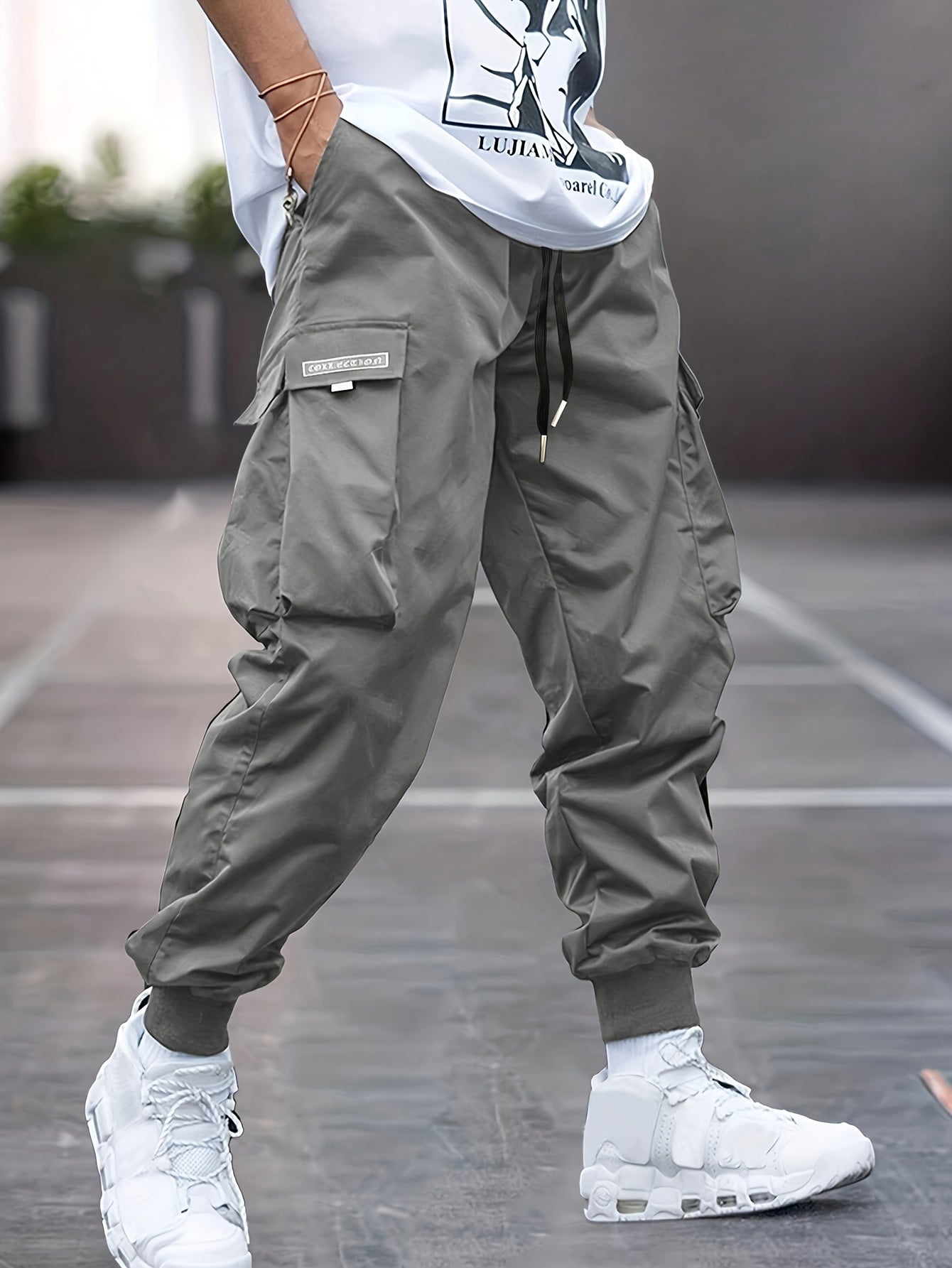 Trendy Men's Casual Cargo Pants With Pocket, Men's Outfits For Spring And Autumn