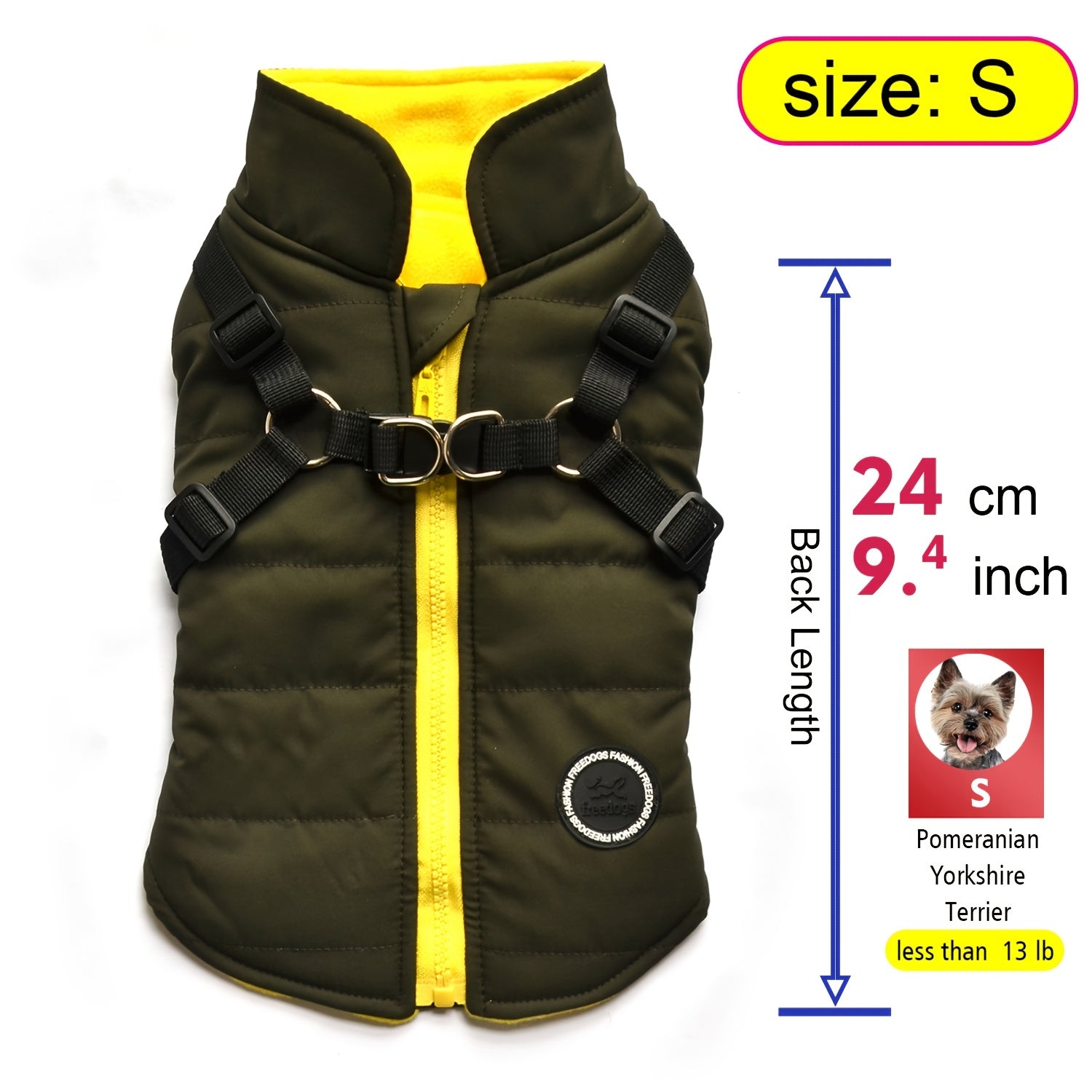 Warm Padded Dog Vest with Harness for Small and Medium Dogs - Red Coat for Extra Comfort and Security Christmas Gift