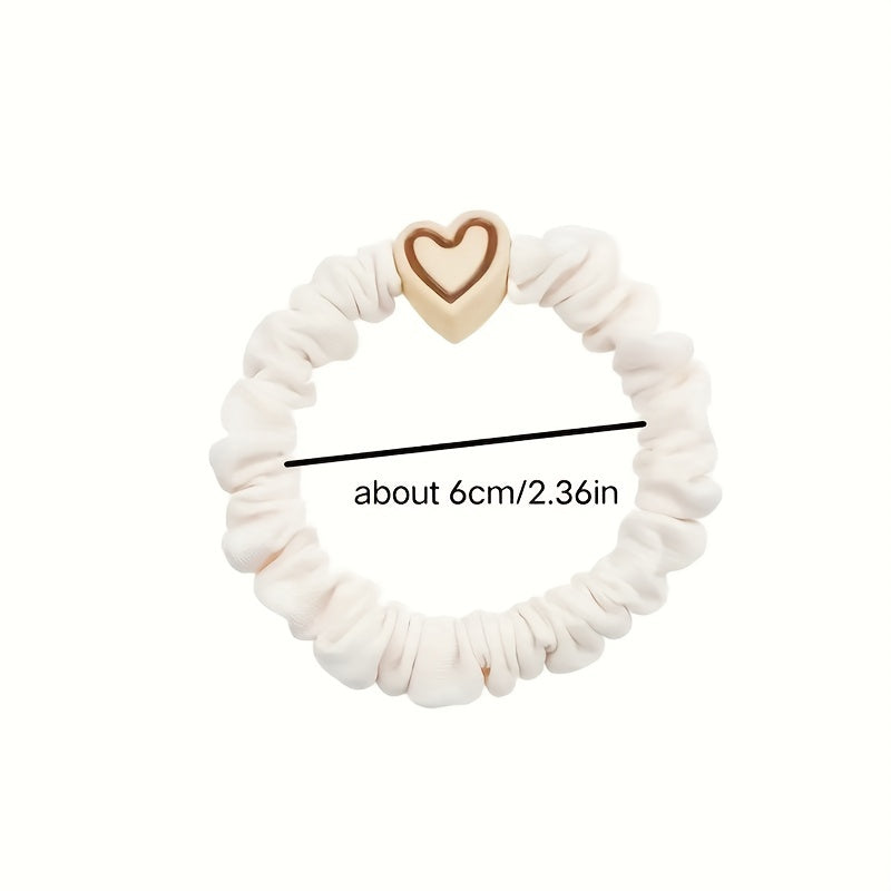 5/10/20pcs New Coffee Color Love Pendent Hair Tie, Girl Cute Bowknot Hair Tie Elastic Rubber Hair Bands Hair Accessories for Women, Ideal choice for Gifts