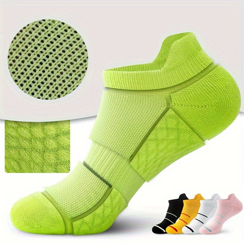 5 Pairs of Thin Mesh Men's Professional Sports Socks, Breathable Sweat-absorbing Anti-odor with Ear Lifting Heel Guard
