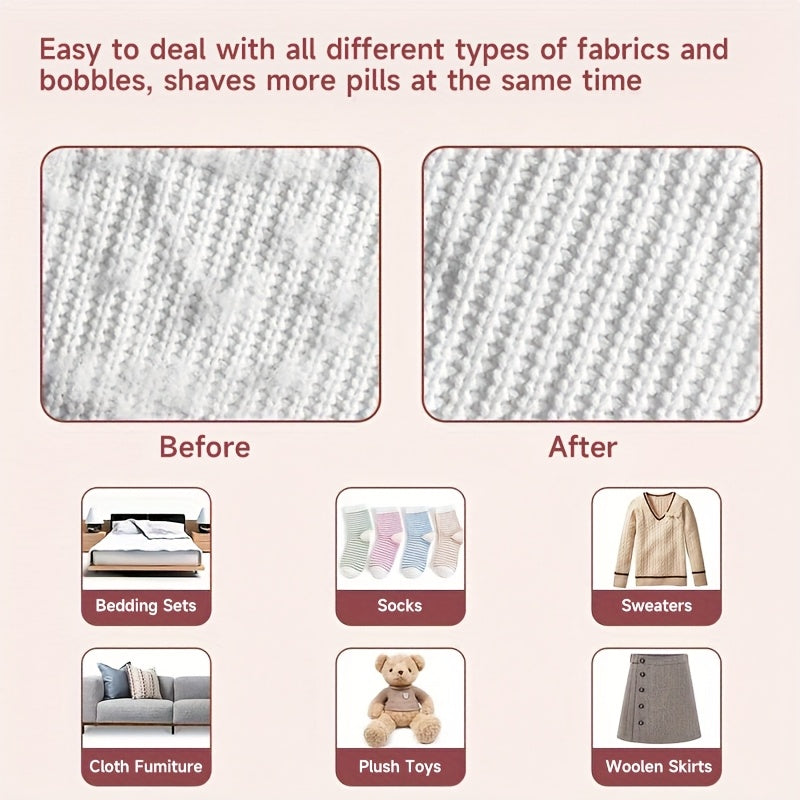 Portable Rechargeable Lint Eraser with Cleaning Brush, Effective Fabric Scraper for Furniture and Carpets, Removes Lint Balls, USB Rechargeable Electric Lint Eraser, Portable Clothing Shaver for Sweaters, Blankets, Carpets an