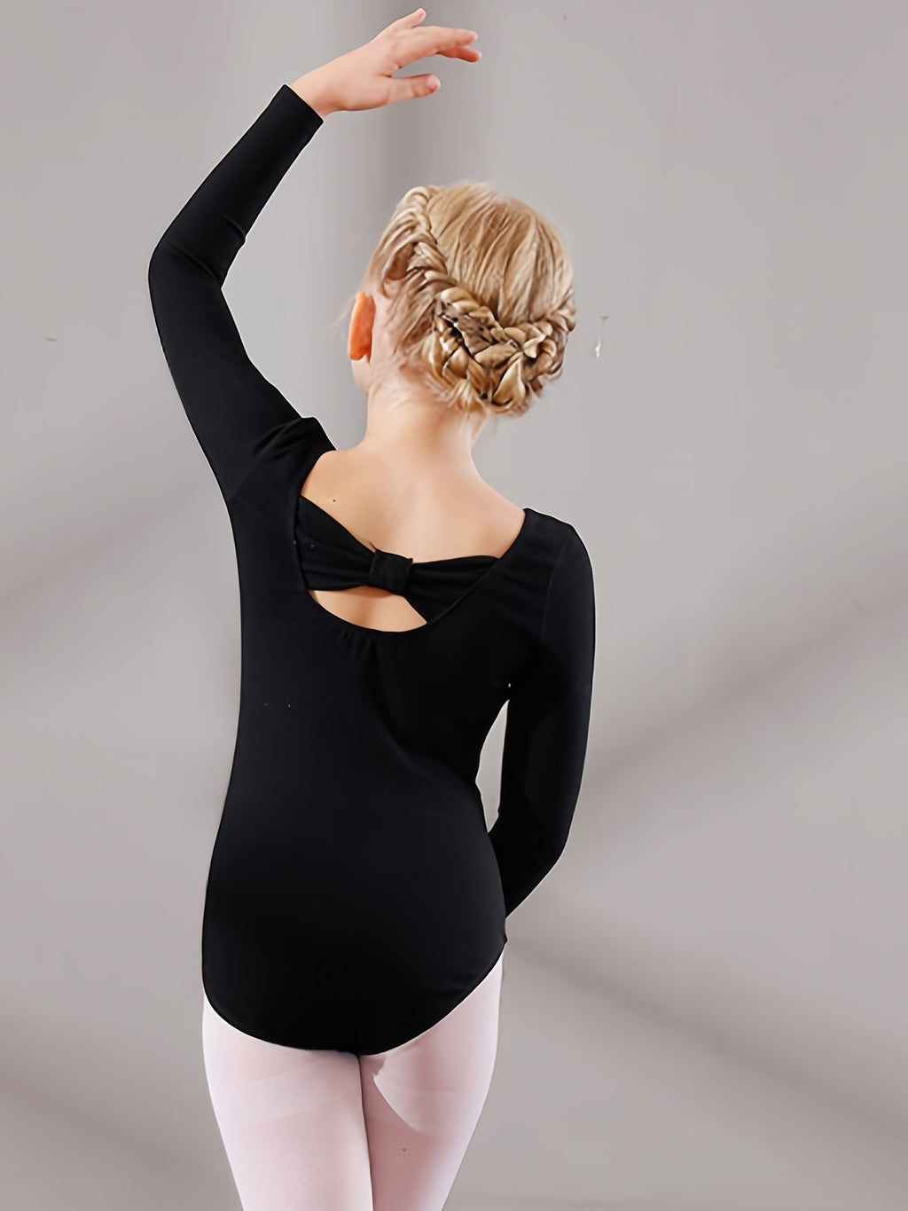 Girls Long Sleeve Bodysuit Leotards Back Bow Ballet Dance Outfit Kids Clothes