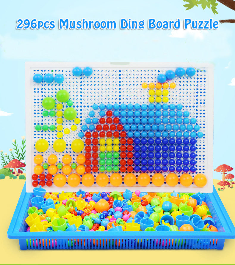 Diikamiiok 296pcs Plastic Mushroom Nail Building Blocks Puzzles Kids Educational Game Color Cognition Intellectual Educational Toys For Children Gifts Easter Gift Christmas, Halloween Gift